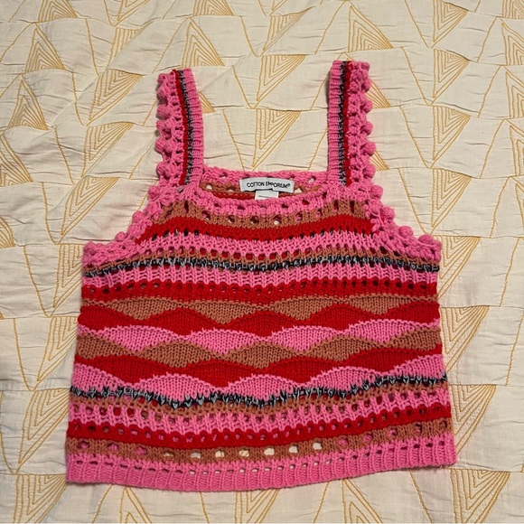 Cotton Emporium Crochet Crop Tank Top - Size Medium - Picture 2 of 7